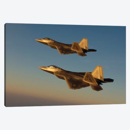 F-22A Raptors Fly Over Langley Air Force Base, Virginia Canvas Print #TRK818} by Stocktrek Images Canvas Art