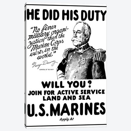 Vintage WWI Poster Of Admiral George Dewey Canvas Print #TRK81} by Stocktrek Images Canvas Art