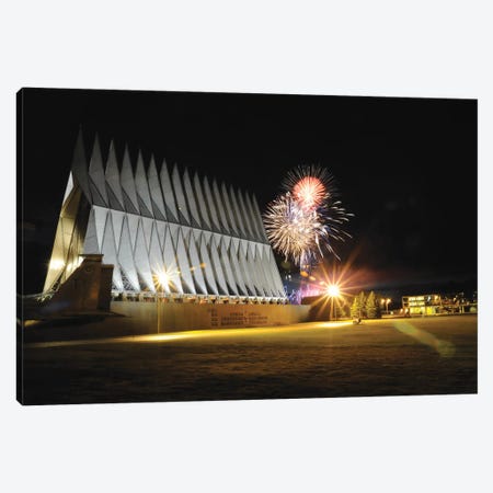 Fireworks Explode Over The Air Force Academy Cadet Chapel Canvas Print #TRK823} by Stocktrek Images Canvas Art Print