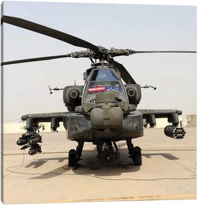 Front View Of An AH-64D Apache Longbow Canvas Art Print - Helicopter Art