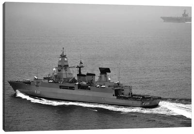 German Navy Frigate FGS Hessen Cruises Alongside USS Harry S. Truman Canvas Art Print