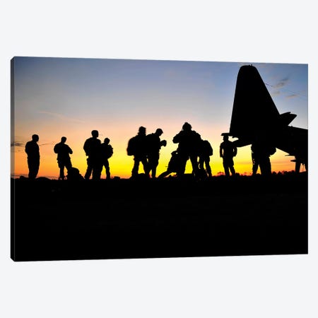 Green Berets Prepare To Board A KC-130 Aircraft Canvas Print #TRK834} by Stocktrek Images Art Print