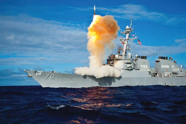 Warships: Guided Missile Destroyer USS Hopper Launches A Rim-161 Standard Missile by Stocktrek Images