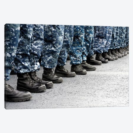 Low Section View Of Sailors Forming Ranks For An Award Ceremony Canvas Print #TRK850} by Stocktrek Images Canvas Artwork