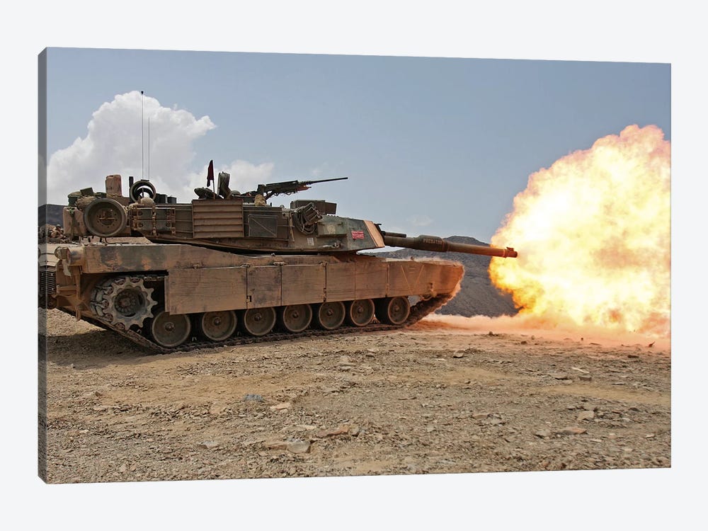 Marines Bombard Through A Live Fire Range Using M1A1 Abrams Tanks I by Stocktrek Images 1-piece Canvas Art Print