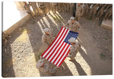 Marines Fold An American Flag I Canvas Art Print