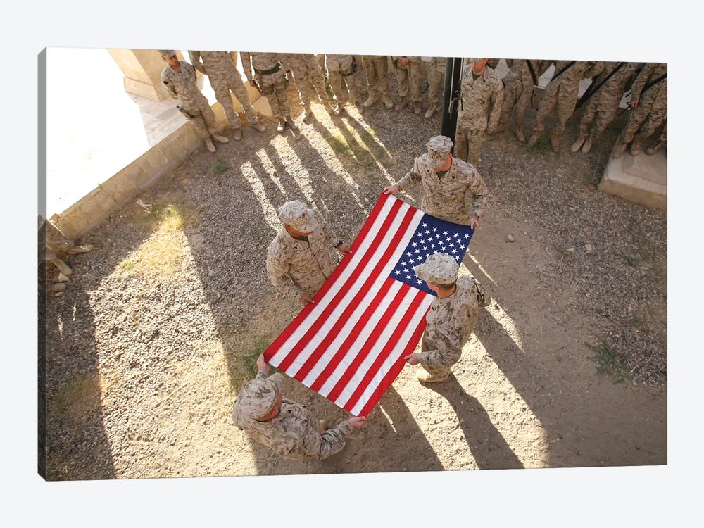 Marines Fold An American Flag I 1-piece Canvas Print