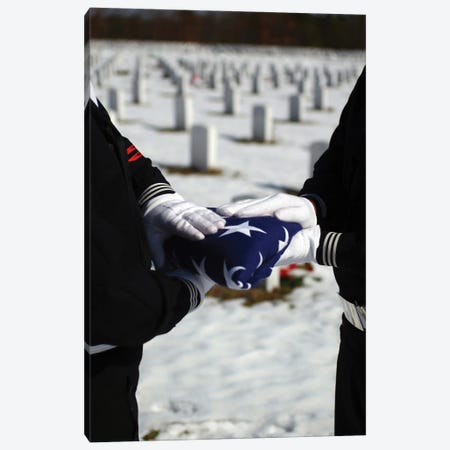 Marines Perform Flag Folding Honors For A Funeral Service Canvas Print #TRK860} by Stocktrek Images Canvas Print