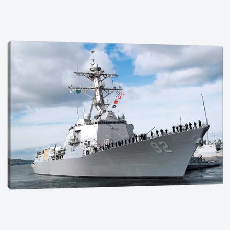 Sailors Man The Rails Aboard The Guided-Missile Destroyer USS Momsen Canvas Print #TRK886} by Stocktrek Images Canvas Art