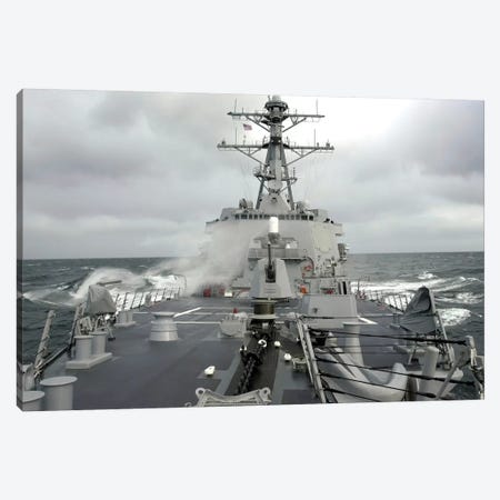 Sea Spray Whips Across The Deck Of The USS Winston S. Churchill Canvas Print #TRK893} by Stocktrek Images Canvas Wall Art