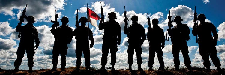 Silhouette Of Soldiers From The US Army National Guard