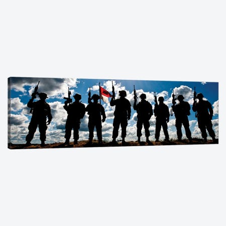 Silhouette Of Soldiers From The US Army National Guard Canvas Print #TRK905} by Stocktrek Images Canvas Art Print