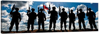 Silhouette Of Soldiers From The US Army National Guard Canvas Art Print - Military Art