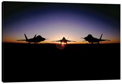 Silhouette Of The F-22 Raptor Canvas Art Print - Airplane Art