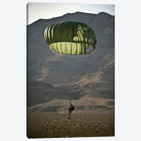 Soldier Prepares To Land After A Static-Line Jump Canvas Print #TRK914} by Stocktrek Images Canvas Art