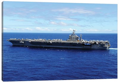 The Aircraft Carrier USS Abraham Lincoln Transits Across The Pacific Ocean Canvas Art Print - Aircraft Carriers