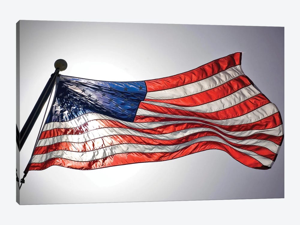 The American Flag Flies Prominently by Stocktrek Images 1-piece Canvas Art