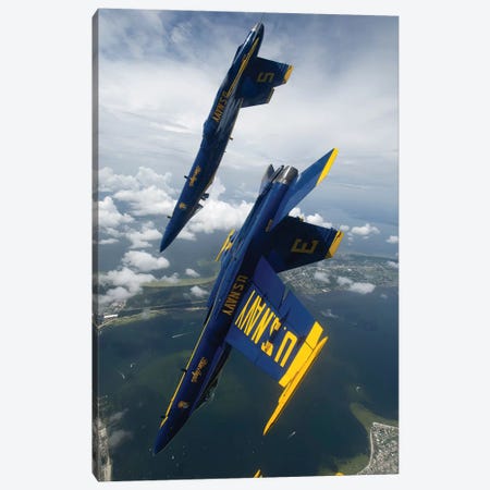 The Blue Angels Perform A Looping Maneuver Over Pensacola Beach, Florida Canvas Print #TRK943} by Stocktrek Images Canvas Wall Art