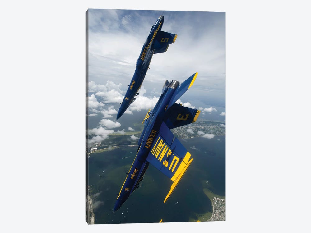 The Blue Angels Perform A Looping Maneuver Over Pensacola Beach, Florida by Stocktrek Images 1-piece Canvas Wall Art