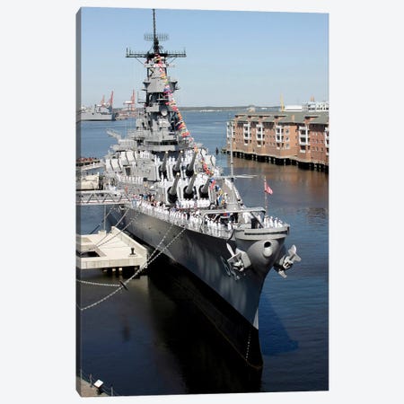 The Decommissioned US Navy Battleship, USS Wisconsin, Berthed To The Pier Canvas Print #TRK949} by Stocktrek Images Canvas Artwork