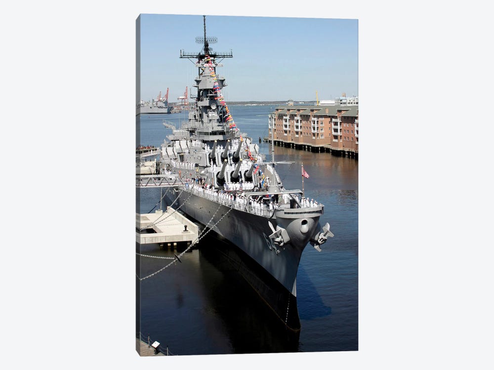 The Decommissioned US Navy Battleship, USS Wisconsin, Berthed To The Pier by Stocktrek Images 1-piece Canvas Artwork