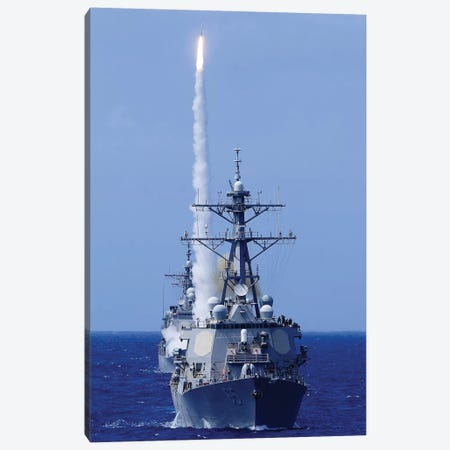 The Destroyer USS Benfold Fires A Surface-To-Air Missile Off The Coast Of Hawaii Canvas Print #TRK950} by Stocktrek Images Canvas Art Print