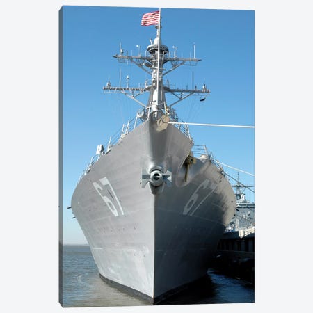 The Guided Missile Destroyer USS Cole Sits Moored To A Pier Canvas Print #TRK956} by Stocktrek Images Canvas Wall Art