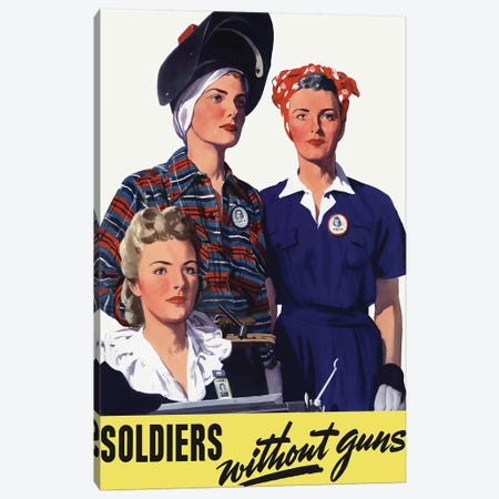 Vintage WWII Poster Featuring Female Homeland Production Workers Canvas Print #TRK95} by Stocktrek Images Canvas Art