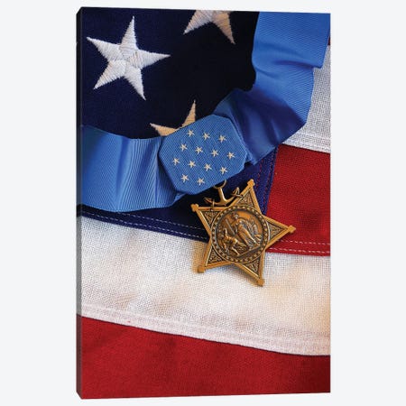 The Medal Of Honor Rests On A Flag During Preparations For An Award Ceremony I Canvas Print #TRK963} by Stocktrek Images Canvas Wall Art