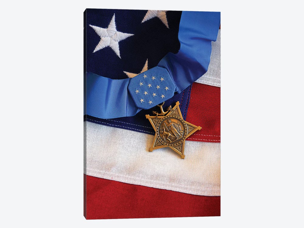 The Medal Of Honor Rests On A Flag During Preparations For An Award Ceremony I 1-piece Canvas Wall Art