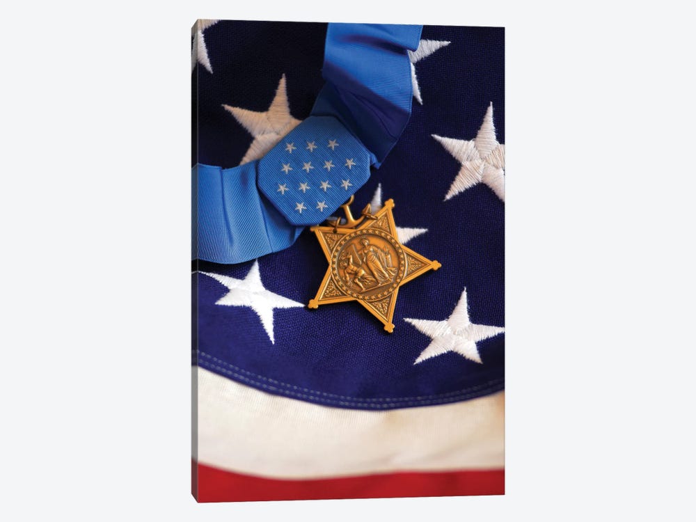 The Medal Of Honor Rests On A Flag During Preparations For An Award Ceremony II 1-piece Canvas Print