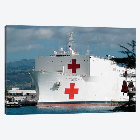 The Military Sealift Command Hospital Ship USNS Mercy Moored In Pearl Harbor Canvas Print #TRK965} by Stocktrek Images Canvas Art Print