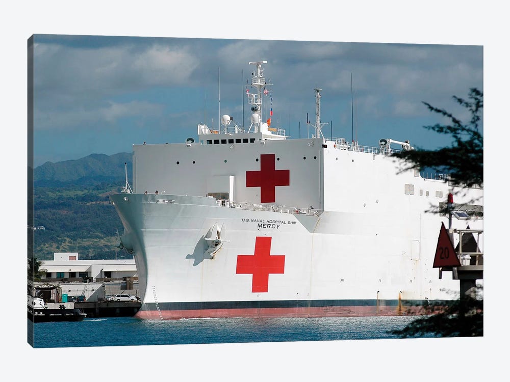 The Military Sealift Command Hospital Ship USNS Mercy Moored In Pearl Harbor by Stocktrek Images 1-piece Canvas Art