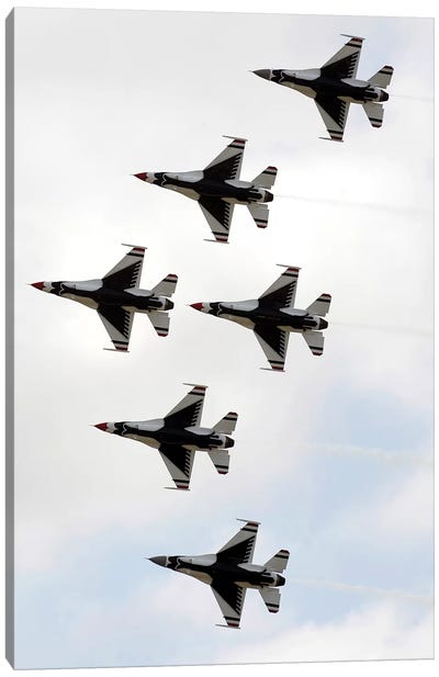 The Thunderbirds Form A 6-Ship Delta Formation Canvas Art Print - Stocktrek Images - Military Collection