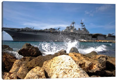 The USS Kearsarge Visiting The Netherlands Antilles For The Humanitarian Service Project Canvas Art Print - Aircraft Carriers