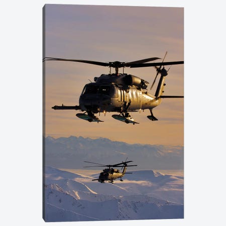 Two Alaska Air National Guard HH-60G Pave Hawks In Flight Over Alaska Canvas Print #TRK992} by Stocktrek Images Canvas Print