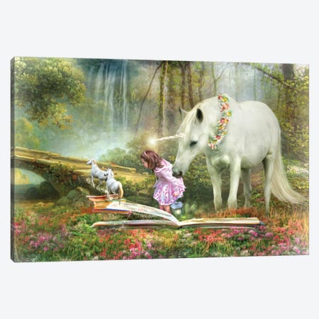 The Unicorn Book Of Magic Canvas Print #TRO107} by Trudi Simmonds Canvas Art