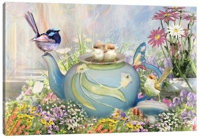 Tiny Tea Party Canvas Art Print - Wren Art