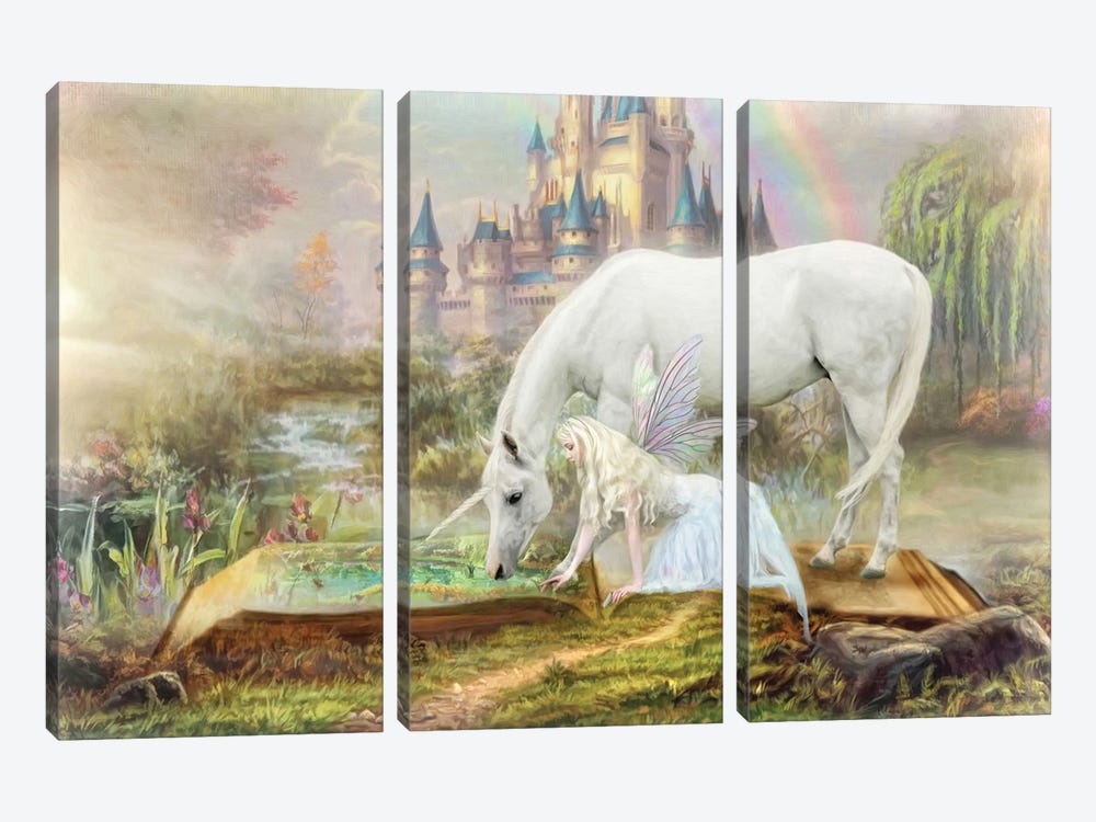 Fairy Tales And Unicorns by Trudi Simmonds 3-piece Canvas Art Print