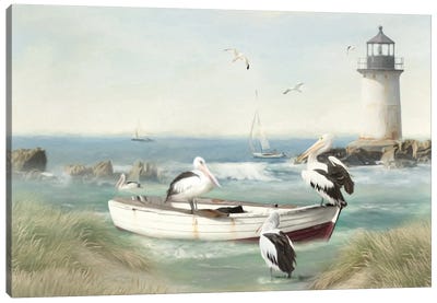 Lazy Day On Pelican Bay Canvas Art Print - Rowboat Art