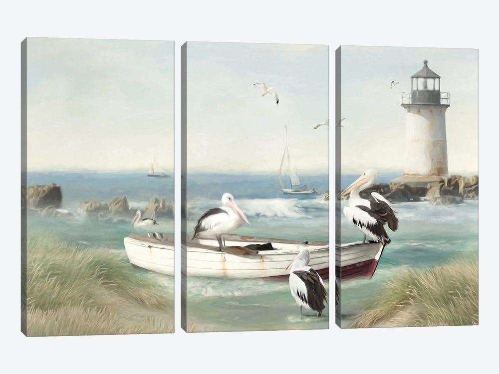 Lazy Day On Pelican Bay by Trudi Simmonds 3-piece Canvas Print