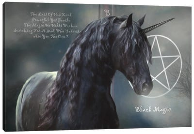 Black Magic Canvas Art Print - Unicorn Art