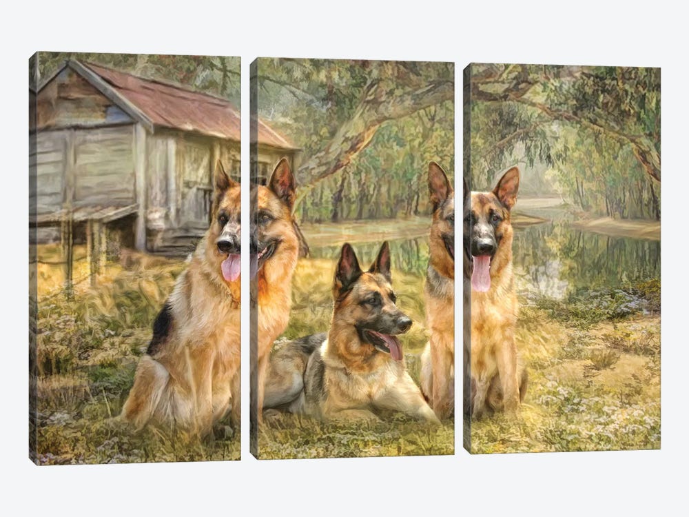 German Shepherd Trio by Trudi Simmonds 3-piece Canvas Art