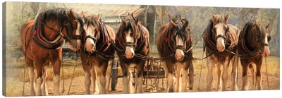Six On The Hitch Canvas Art Print - Carriage & Wagon Art