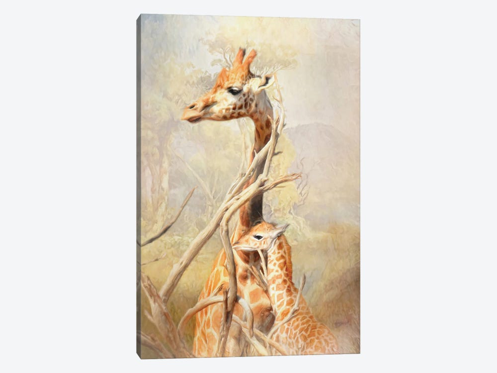 Giraffe Mother And Calf by Trudi Simmonds 1-piece Canvas Art