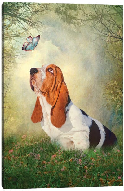 Butterfly Basset Canvas Art Print - Pet Mom