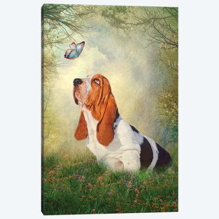 Butterfly Basset Canvas Print #TRO18} by Trudi Simmonds Canvas Art Print