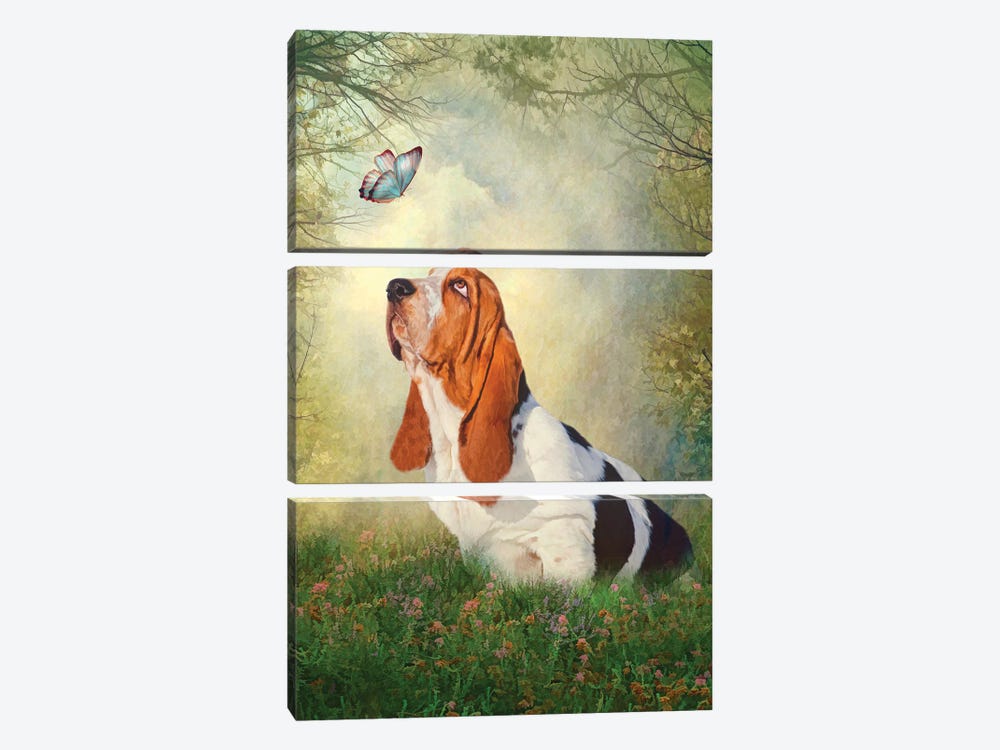 Butterfly Basset by Trudi Simmonds 3-piece Canvas Print