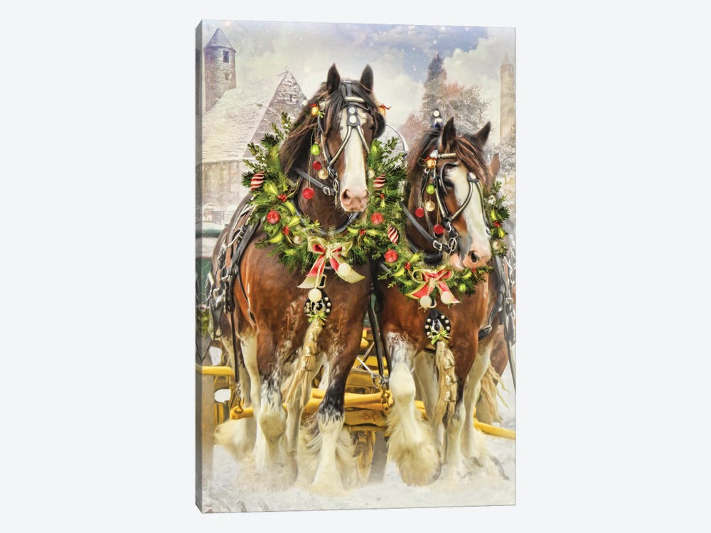 Christmas Clydesdales by Trudi Simmonds 1-piece Canvas Wall Art