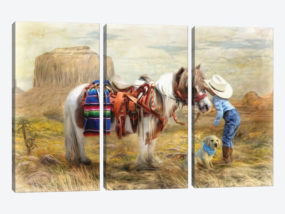 Cowboy Up by Trudi Simmonds 3-piece Canvas Print